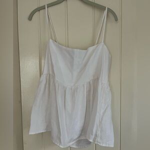 Reformation White Linen Tank Top